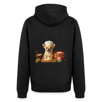 Chihuahua Baking Cake Cookies - Unisex Premium Organic Zip Hoodie - black - Back - Nico (187cm)