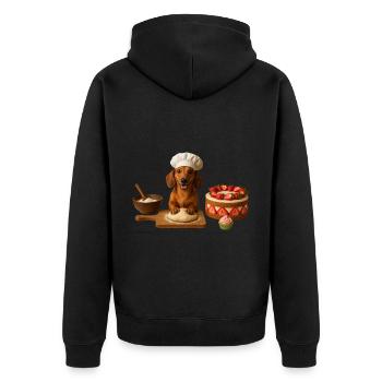 Dachshund Baking Cake Cookies - Unisex Premium Organic Zip Hoodie - black - Back - Nico (187cm)