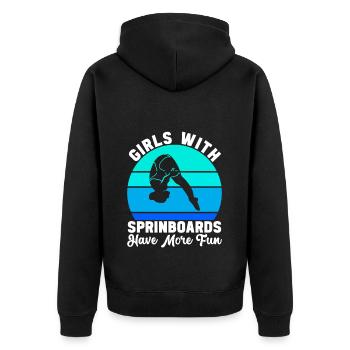 Kunstspringen Turmspringer Sprungbrett - Unisex Premium Bio Zip Hoodie - Schwarz - Hinten - Nico (187cm)