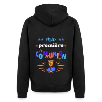 Ma Premiere Communion Garçon - Veste à capuche bio Premium Unisexe - noir - Dos - Nico (187cm)