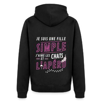 FILLE SIMPLE CHATSET APERO - Veste à capuche bio Premium Unisexe - noir - Dos - Nico (187cm)