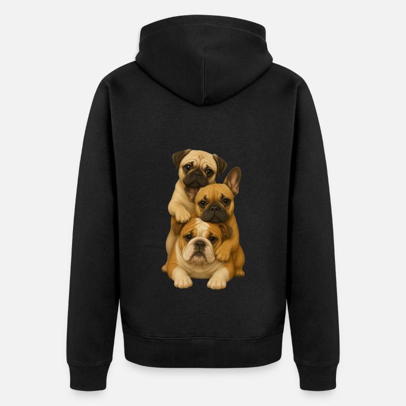 Chien Chiens Chiens mignons - Veste à capuche bio Premium Unisexe - noir