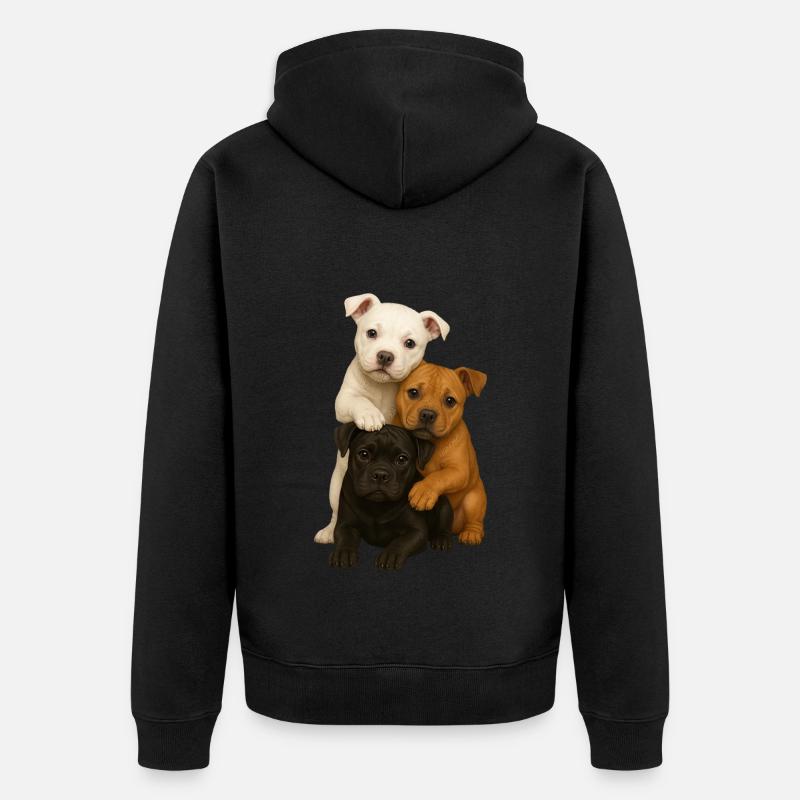Chien Chiens Chiens mignons - Veste à capuche bio Premium Unisexe - noir