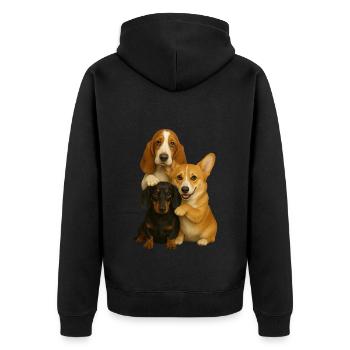 Chien Chiens Chiens mignons - Veste à capuche bio Premium Unisexe - noir - Dos - Nico (187cm)