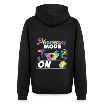 Pharmacy Tech Technician - Unisex Premium Bio Zip Hoodie - Schwarz - Hinten - Nico (187cm)