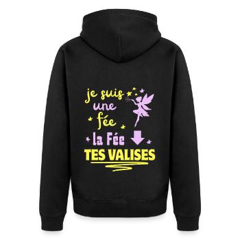 je suis une fée la fée tes VALISES - Veste à capuche bio Premium Unisexe - noir - Dos - Nico (187cm)