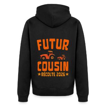 Futur Cousin Récolte 2026 Tracteur - Veste à capuche bio Premium Unisexe - noir - Dos - Nico (187cm)