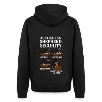 Australischer Schäferhund - Unisex Premium Bio Zip Hoodie - Schwarz - Hinten - Nico (187cm)