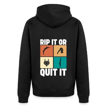 Kunstspringen Turmspringer Sprungbrett - Unisex Premium Bio Zip Hoodie - Schwarz - Hinten - Nico (187cm)