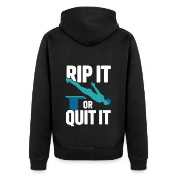 Kunstspringen Turmspringer Sprungbrett - Unisex Premium Bio Zip Hoodie - Schwarz - Hinten - Nico (187cm)