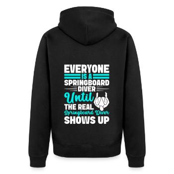 Kunstspringen Turmspringer Sprungbrett - Unisex Premium Bio Zip Hoodie - Schwarz - Hinten - Nico (187cm)