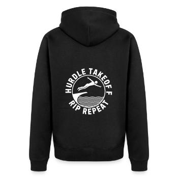 Kunstspringen Turmspringer Sprungbrett - Unisex Premium Bio Zip Hoodie - Schwarz - Hinten - Nico (187cm)