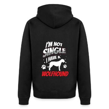 Irischer Wolfshund ist mein Freund - Unisex Premium Bio Zip Hoodie - Schwarz - Hinten - Nico (187cm)