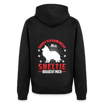 Sheltie Needs Me Shetland Sheepdog - Unisex Premium Organic Zip Hoodie - black - Back - Nico (187cm)