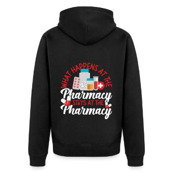 Pharmacy Tech Technician - Unisex Premium Bio Zip Hoodie - Schwarz - Hinten - Nico (187cm)