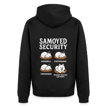 Samojede - Unisex Premium Bio Zip Hoodie - Schwarz - Hinten - Nico (187cm)