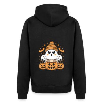 Fantôme mignon avec tambour citrouille - Veste à capuche bio Premium Unisexe - noir - Dos - Nico (187cm)