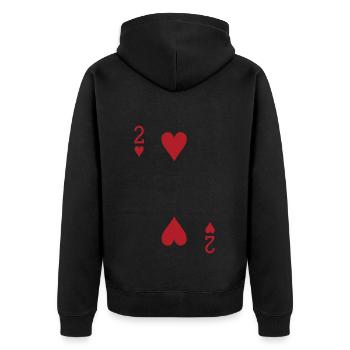 Cards Heart Two Skat Poker Double Head - Unisex Premium Organic Zip Hoodie - black - Back - Nico (187cm)