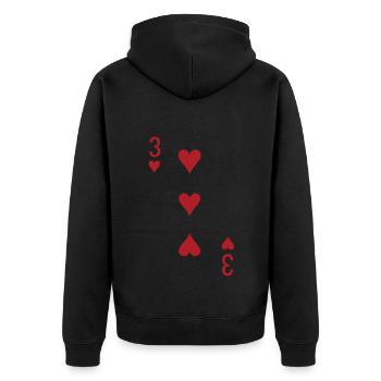 Cards Heart Three Skat Poker Double Head - Unisex Premium Organic Zip Hoodie - black - Back - Nico (187cm)