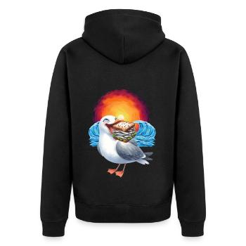Sandwidsch Hareng Poisson Mouette Maritime - Veste à capuche bio Premium Unisexe - noir - Dos - Nico (187cm)