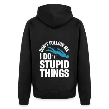 Diving diving board - Unisex Premium Organic Zip Hoodie - black - Back - Nico (187cm)