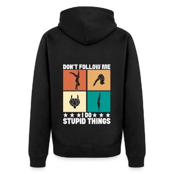 Kunstspringen Turmspringer Sprungbrett - Unisex Premium Bio Zip Hoodie - Schwarz - Hinten - Nico (187cm)