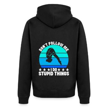 Kunstspringen Turmspringer Sprungbrett - Unisex Premium Bio Zip Hoodie - Schwarz - Hinten - Nico (187cm)