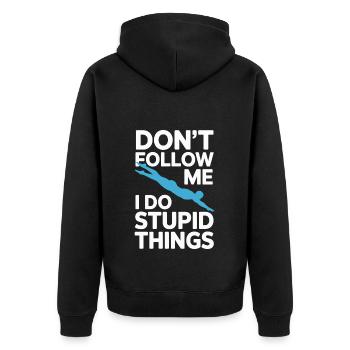 Kunstspringen Turmspringer Sprungbrett - Unisex Premium Bio Zip Hoodie - Schwarz - Hinten - Nico (187cm)