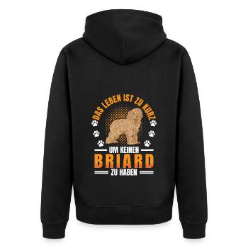 Keinen Briard haben Berger de Brie - Unisex Premium Bio Zip Hoodie - Schwarz - Hinten - Nico (187cm)