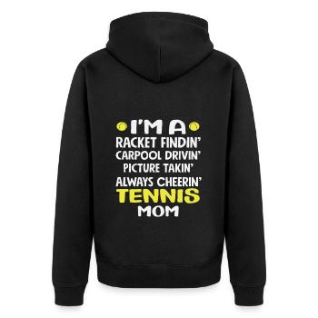 Tennis Mama Racket Findin' Player - Unisex Premium Organic Zip Hoodie - black - Back - Nico (187cm)