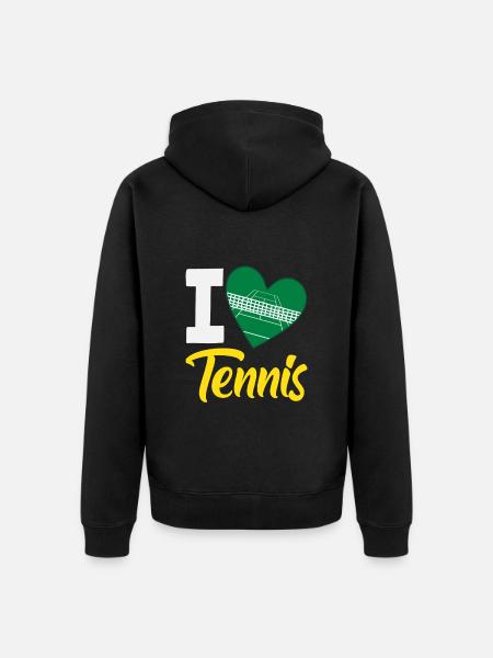 I Love Tennis Player Heart - Unisex Premium Organic Zip Hoodie - black