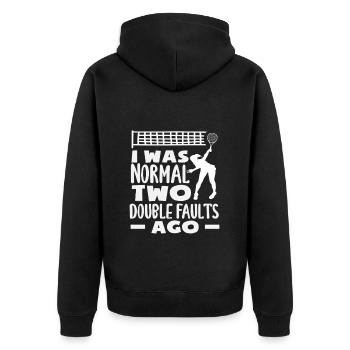 Tennis player two double faults in front - Unisex Premium Organic Zip Hoodie - black - Back - Nico (187cm)