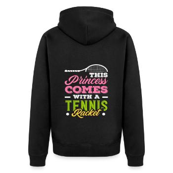 Tennis princess with racket player - Unisex Premium Organic Zip Hoodie - black - Back - Nico (187cm)