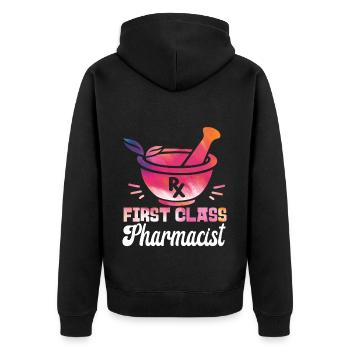 Pharmacy Tech Technician - Unisex Premium Bio Zip Hoodie - Schwarz - Hinten - Nico (187cm)