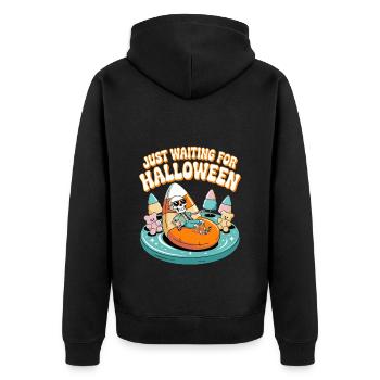 Warten Sie nur auf Halloween - Unisex Premium Bio Zip Hoodie - Schwarz - Hinten - Nico (187cm)