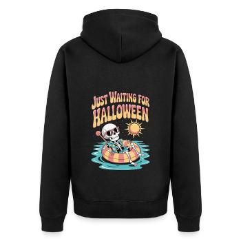 Skeleton Waiting for Halloween - Unisex Premium Organic Zip Hoodie - black - Back - Nico (187cm)