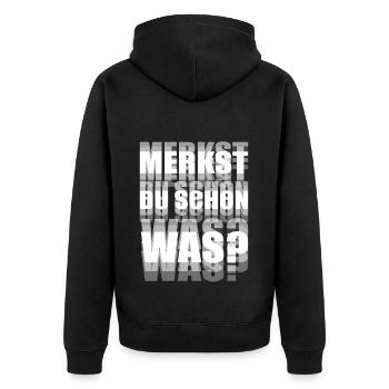 Merkst Du Schon Was? Trip EDM Techno Tekk Hardtekk - Unisex Premium Bio Zip Hoodie - Schwarz - Hinten - Nico (187cm)