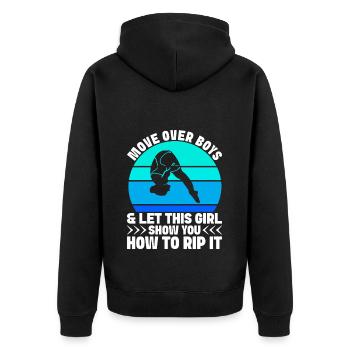 Kunstspringen Turmspringer Sprungbrett - Unisex Premium Bio Zip Hoodie - Schwarz - Hinten - Nico (187cm)
