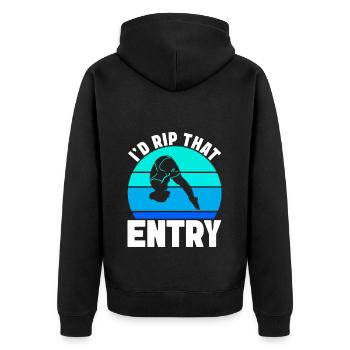 Kunstspringen Turmspringer Sprungbrett - Unisex Premium Bio Zip Hoodie - Schwarz - Hinten - Nico (187cm)