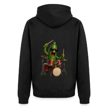 Zucchini Drums - Unisex Premium Organic Zip Hoodie - black - Back - Nico (187cm)