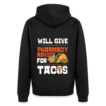 Pharmacy Tech Technician - Unisex Premium Bio Zip Hoodie - Schwarz - Hinten - Nico (187cm)