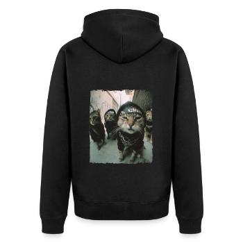 Gangster Cats Streetwear Cool Cat Motif - Veste à capuche bio Premium Unisexe - noir - Dos - Nico (187cm)