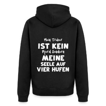 Mein Traber Ist Kein Pferd Sonde... - Unisex Premium Bio Zip Hoodie - Schwarz - Hinten - Nico (187cm)