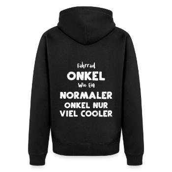 Fahrrad Onkel Wie Ein Normaler O... - Unisex Premium Bio Zip Hoodie - Schwarz - Hinten - Nico (187cm)
