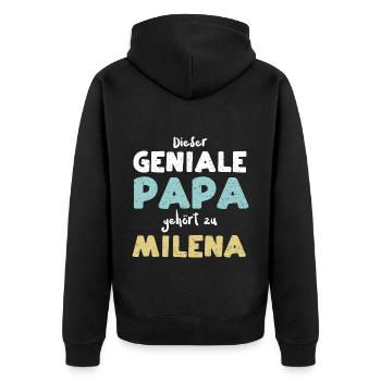 Dieser Geniale Papa Gehört Zu Mi... - Unisex Premium Bio Zip Hoodie - Schwarz - Hinten - Nico (187cm)