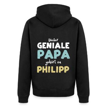 Dieser Geniale Papa Gehört Zu Ph... - Unisex Premium Bio Zip Hoodie - Schwarz - Hinten - Nico (187cm)
