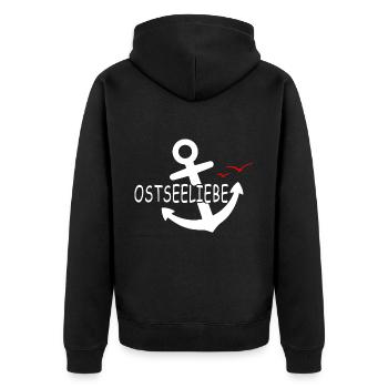 Ostseeliebe - Der verlorene Anker - Unisex Premium Bio Zip Hoodie - Schwarz - Hinten - Nico (187cm)