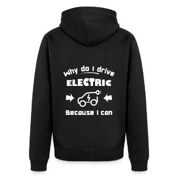 J’adore les voitures électriques - Veste à capuche bio Premium Unisexe - noir - Dos - Nico (187cm)