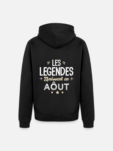 légendes naissent en aout anniversaire - Veste à capuche bio Premium Unisexe - noir