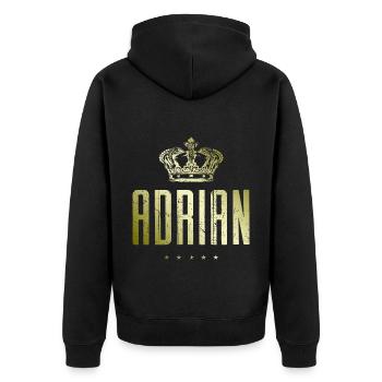 Adrian - Unisex Premium Organic Zip Hoodie - black - Back - Nico (187cm)